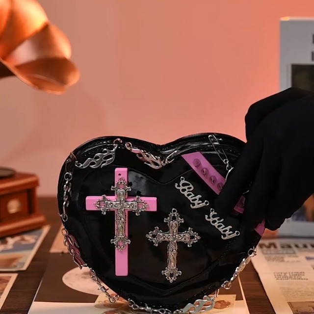 Ftchangfang Gothic Punk purse bag Y2K Heart Cute Lolita